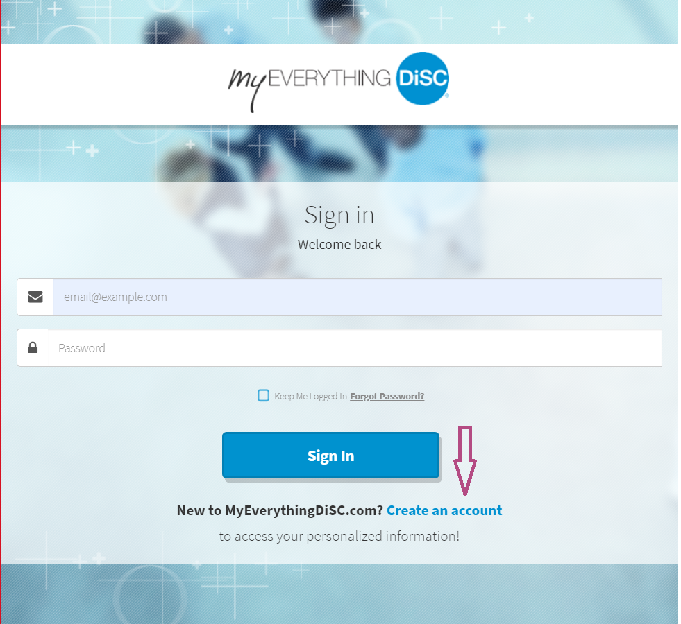 MyEverythingDiSC: create an account, step 1