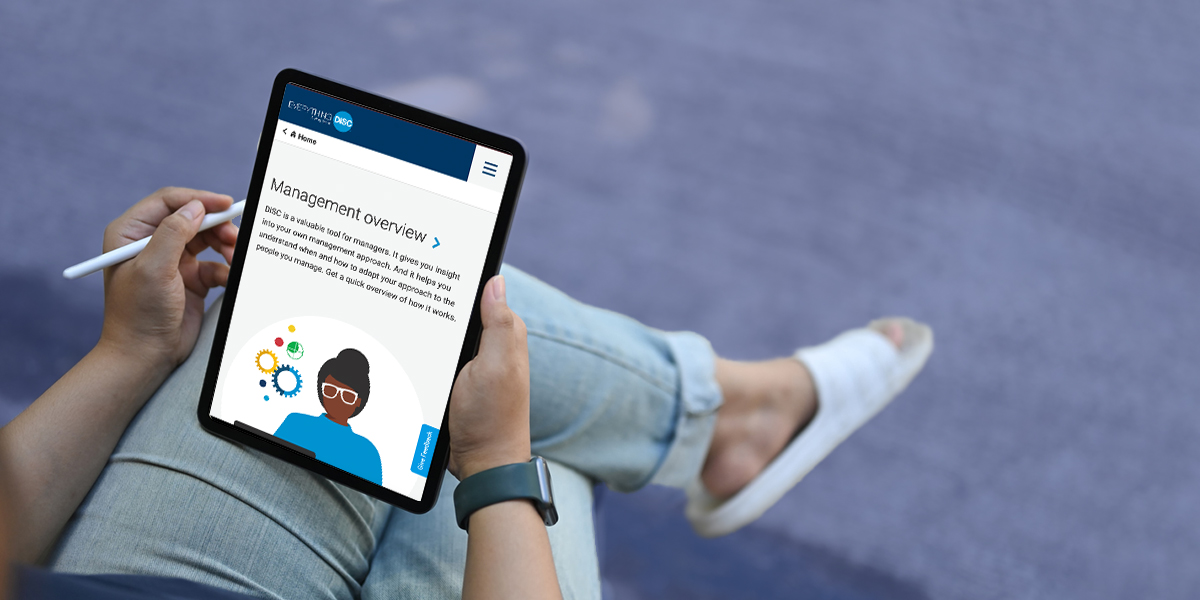 Image of tablet showing a page from the Everything DiSC Management on Catalyst profile.